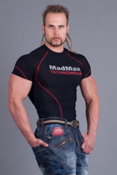 MadMax Kompresní triko s krátkým rukávem MSW901 - vel. XL - black/red