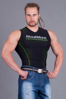 MadMax Kompresní triko bez rukávů MSW904 - vel. XL - black/red